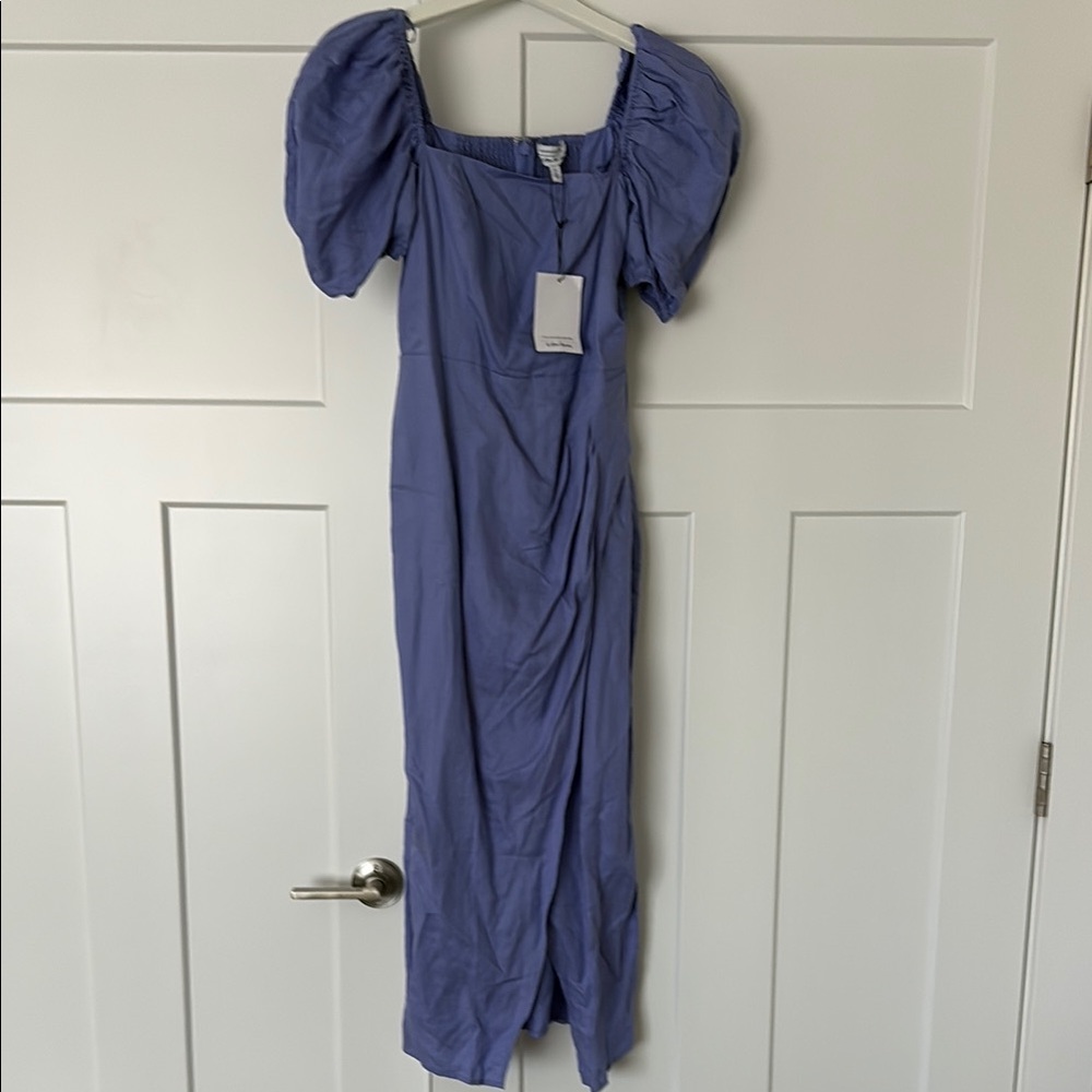 & Other Stories Blue Puff Sleeve Sheath Dress